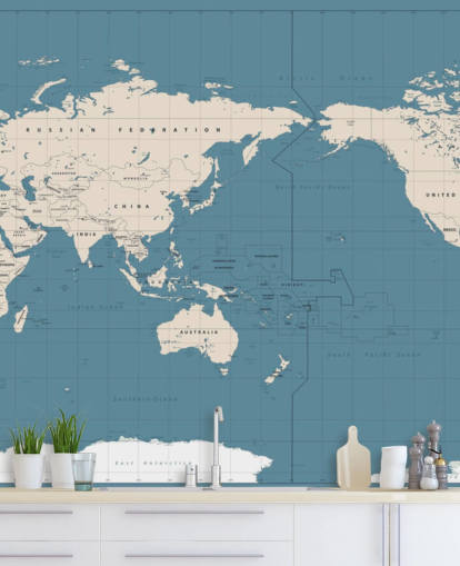 Carta da parati mappa del mondo blu e bianco Carta da parati mappa del mondo blu e bianco