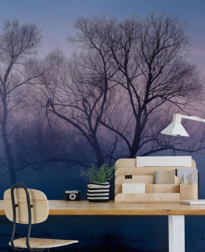 papel de parede azul misty tree