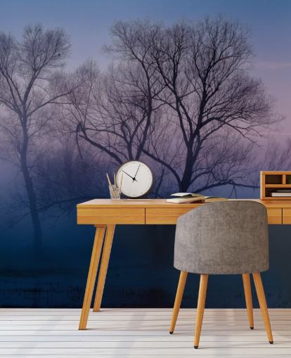 papel de parede azul misty tree