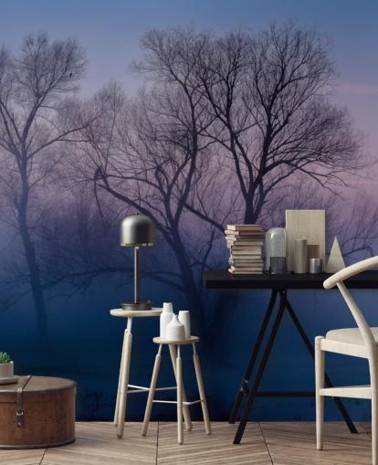 blue misty tree wallpaper blue misty tree wallpaper