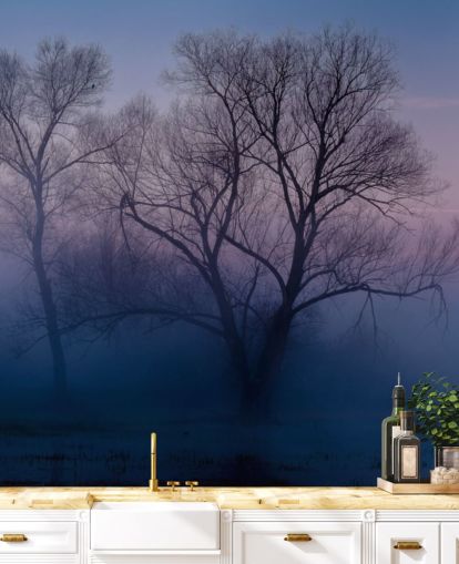 papel tapiz azul misty tree