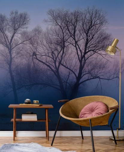 carta da parati blu misty tree