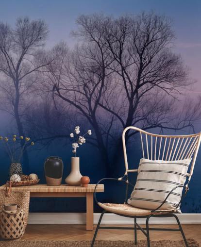papel tapiz azul misty tree