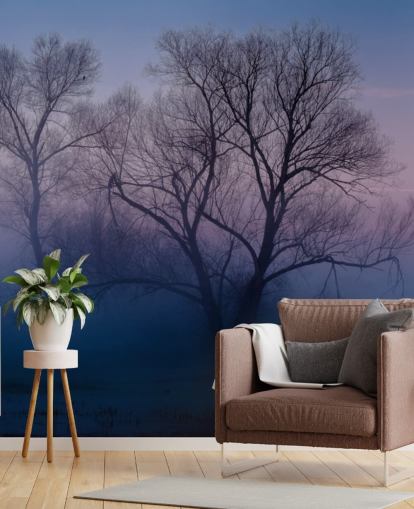 papel tapiz azul misty tree