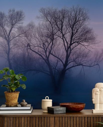 papel de parede azul misty tree