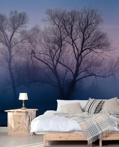 carta da parati blu misty tree