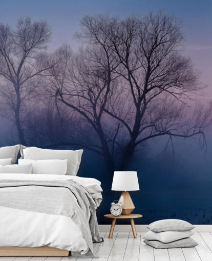 papel tapiz azul misty tree