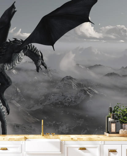 flying and roaring dragon over mountains wallpaper flying and roaring dragon over mountains wallpaper