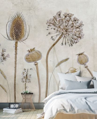 papier peint floral personnalisable beige et marron appelé Aged with Beauty de Mandy Disher pour les chambres, les salons et les salles à manger papier peint floral personnalisable beige et marron appelé Aged with Beauty de Mandy Disher pour les chambres, les salons et les salles à manger