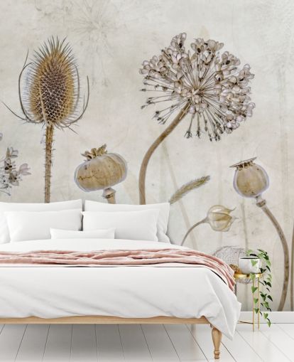 beige og brunt tilpassbart blomstertapet kalt Aged with Beauty av Mandy Disher for soverom, stuer og spiserom beige og brunt tilpassbart blomstertapet kalt Aged with Beauty av Mandy Disher for soverom, stuer og spiserom