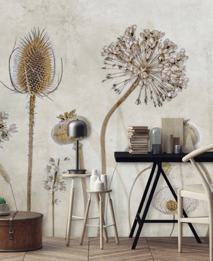 papier peint floral personnalisable beige et marron appelé Aged with Beauty de Mandy Disher pour les chambres, les salons et les salles à manger papier peint floral personnalisable beige et marron appelé Aged with Beauty de Mandy Disher pour les chambres, les salons et les salles à manger