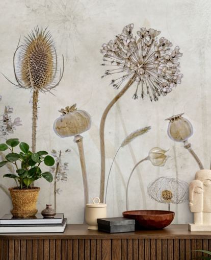 beige en bruin aanpasbaar bloemenbehang genaamd Aged with Beauty van Mandy Disher voor slaapkamers, woonkamers en eetkamers beige en bruin aanpasbaar bloemenbehang genaamd Aged with Beauty van Mandy Disher voor slaapkamers, woonkamers en eetkamers
