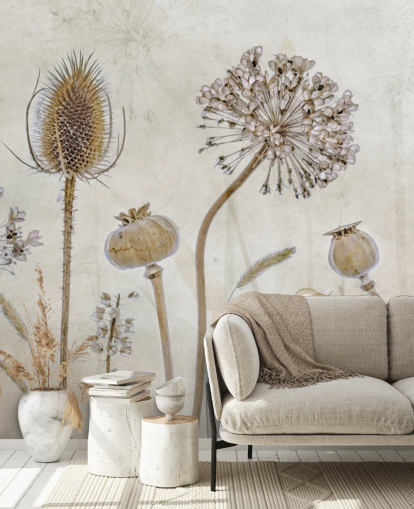 carta da parati floreale personalizzabile beige e marrone chiamata Aged with Beauty di Mandy Disher per camere da letto, salotti e sale da pranzo carta da parati floreale personalizzabile beige e marrone chiamata Aged with Beauty di Mandy Disher per camere da letto, salotti e sale da pranzo