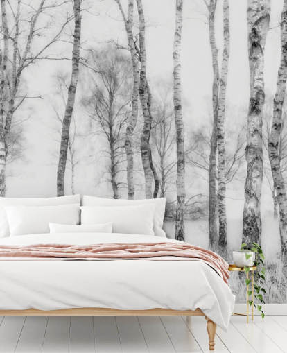 fresque murale en bois effet croquis de bouleau noir et blanc fresque murale en bois effet croquis de bouleau noir et blanc