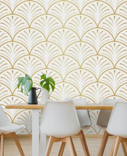 papel de parede de conchas em tons de branco e dourado papel de parede de conchas em tons de branco e dourado