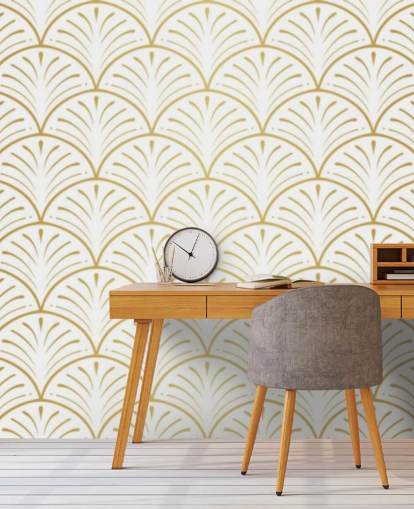 papel pintado de conchas en tonos blancos y dorados papel pintado de conchas en tonos blancos y dorados