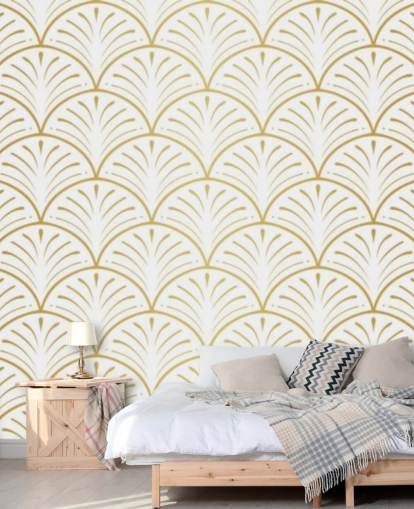 papel de parede de conchas em tons de branco e dourado papel de parede de conchas em tons de branco e dourado