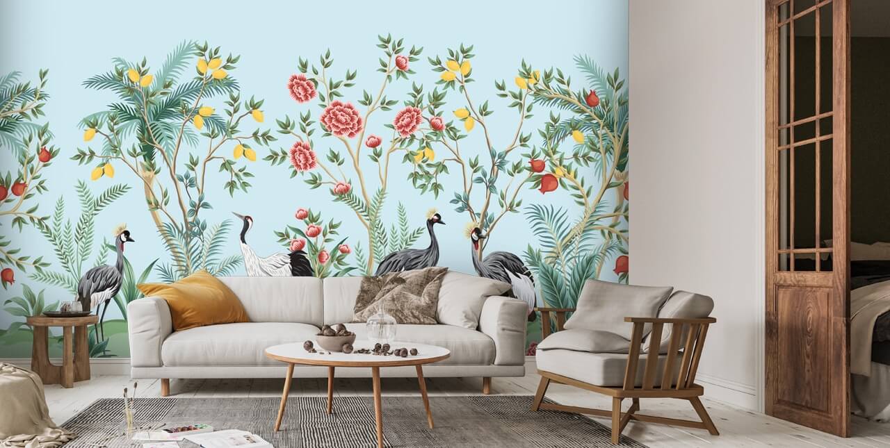 Duck Egg Blue Chinoiserie Wallpaper Wallsauce UK