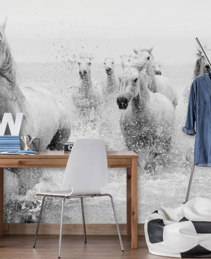 Papier peint Chevaux galopant dans l'eau Papier peint Chevaux galopant dans l'eau