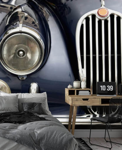 Primo piano di carta da parati nera auto d'epoca