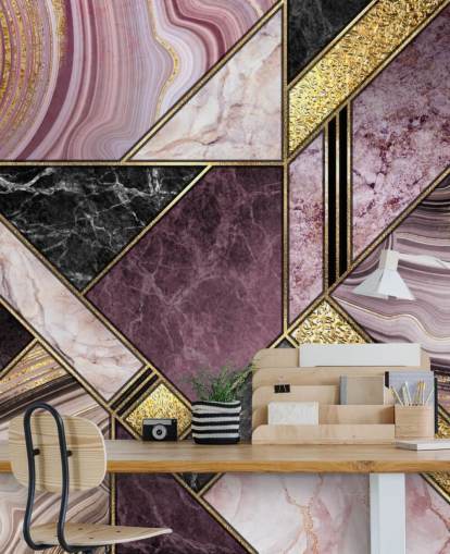 Purple and Gold Art Deco Wallpaper