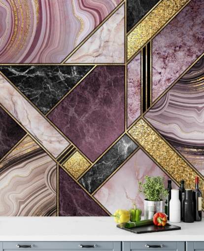 Purple and Gold Art Deco Wallpaper