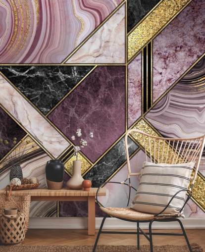 papel pintado geométrico de mármol y oro morado y negro papel pintado geométrico de mármol y oro morado y negro