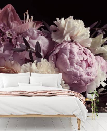 photo of pastel toned bouquet on black background wallpaper