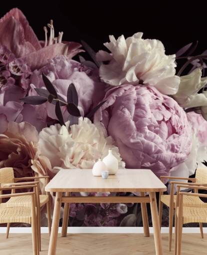 photo of pastel toned bouquet on black background wallpaper