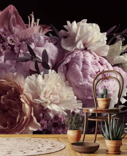 photo de bouquet aux tons pastel sur fond noir papier peint photo de bouquet aux tons pastel sur fond noir papier peint