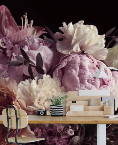 foto de ramo en tonos pastel sobre fondo negro foto de ramo en tonos pastel sobre fondo negro