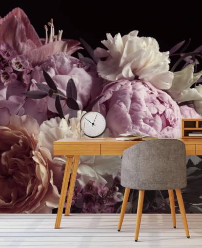 photo of pastel toned bouquet on black background wallpaper