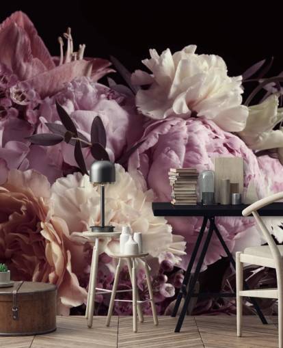 photo of pastel toned bouquet on black background wallpaper