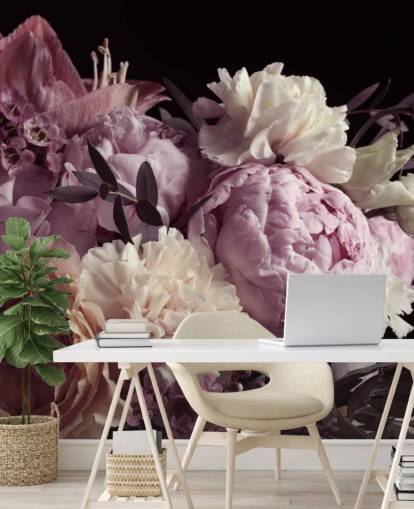 photo of pastel toned bouquet on black background wallpaper