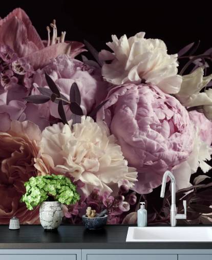 photo of pastel toned bouquet on black background wallpaper