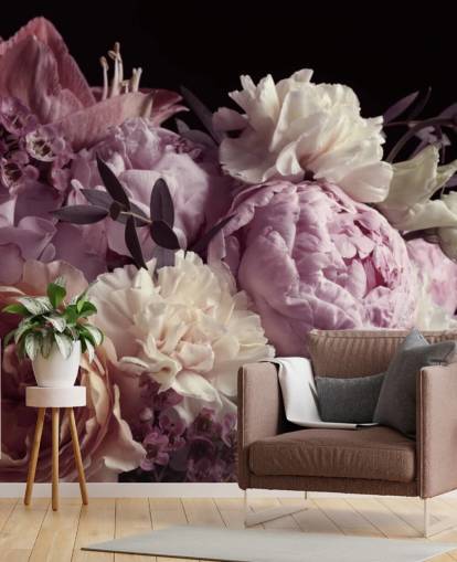 photo of pastel toned bouquet on black background wallpaper