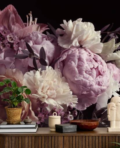 photo of pastel toned bouquet on black background wallpaper