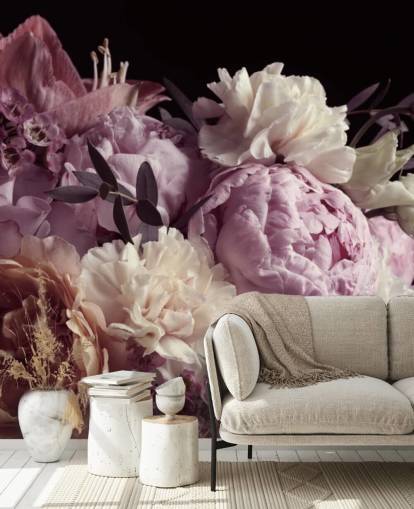 photo of pastel toned bouquet on black background wallpaper