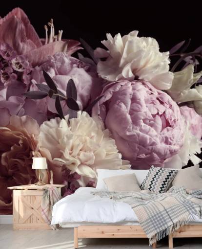 photo of pastel toned bouquet on black background wallpaper