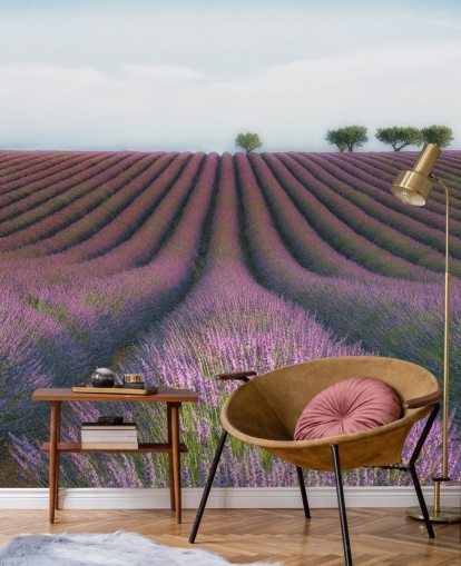 Carta da parati righe di lavanda