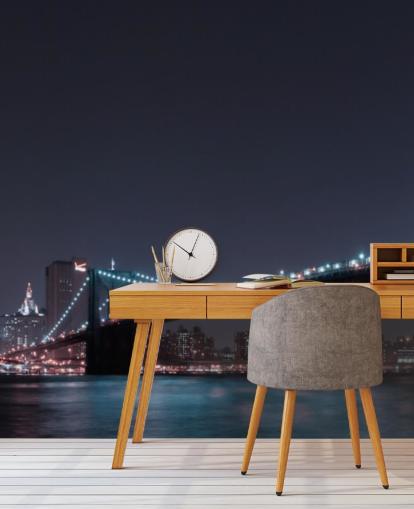 Decorazione murale con skyline di Manhattan e ponte di Brooklyn
