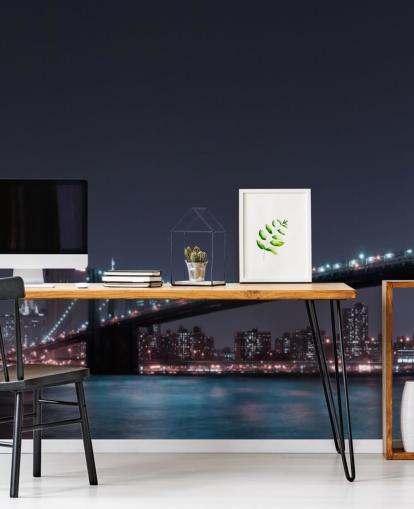 Manhattan Skyline and Brooklyn Bridge Wall Mural