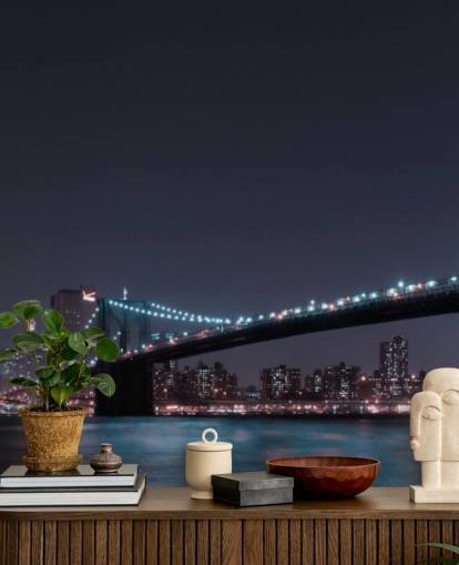 Manhattan Skyline ja Brooklyn Bridge -seinämaalaus Manhattan Skyline ja Brooklyn Bridge -seinämaalaus