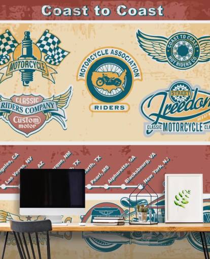 Vintage motorfiets behang
