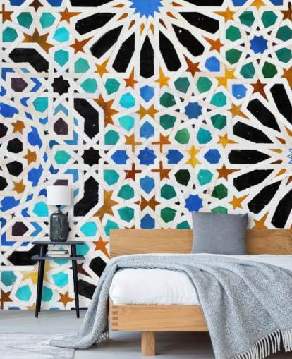 Colorful Vintage Swirl Tiles Wallpaper