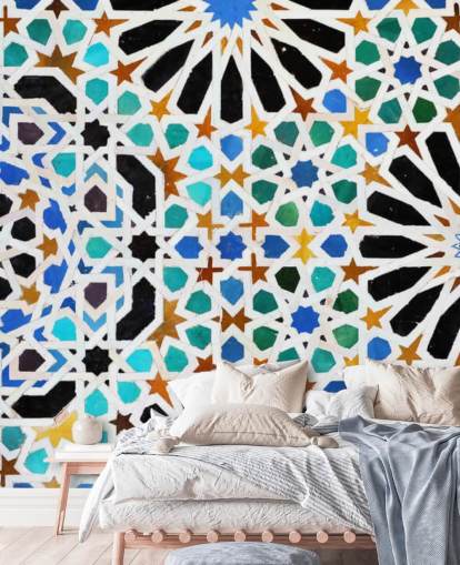 Colorful Vintage Swirl Tiles Wallpaper Colorful Vintage Swirl Tiles Wallpaper