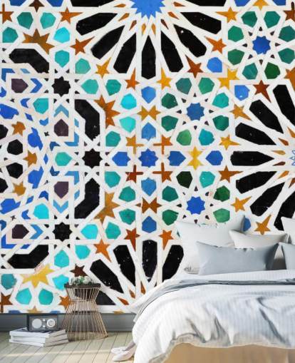 Colorful Vintage Swirl Tiles Wallpaper