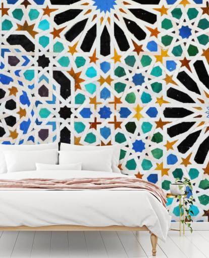 Colorful Vintage Swirl Tiles Wallpaper