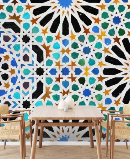 Colorful Vintage Swirl Tiles Wallpaper