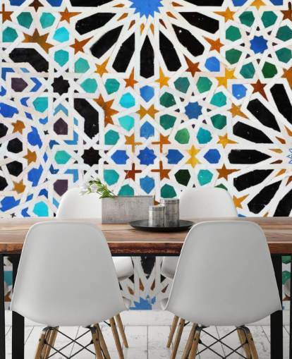 Colorful Vintage Swirl Tiles Wallpaper